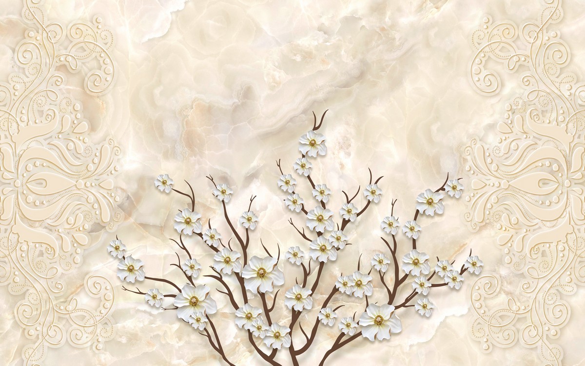 цветущий куст в песочных узорах